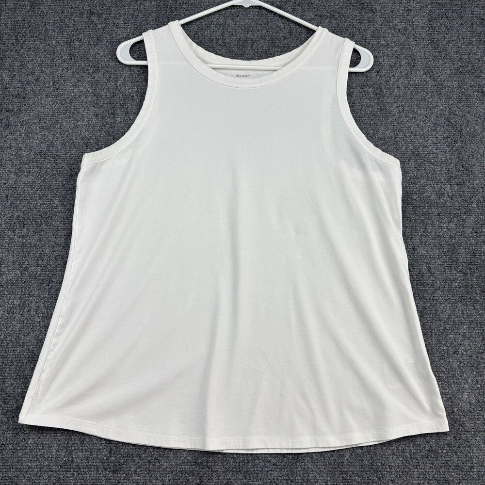 Old Navy Womens XL White Tank Top Sleeveless Cotton Modal Blend